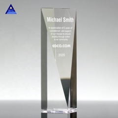 Récompense de trophée en verre d'obélisque en cristal de nouvelle conception bon marché pour des cadeaux de souvenir