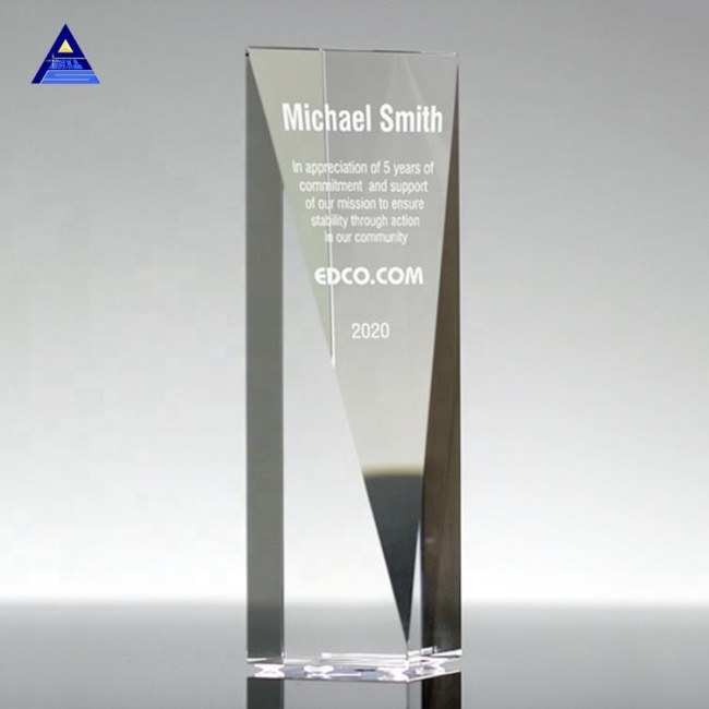 Cheap New Design Crystal Obelisk Glass Trophy Award For Souvenir Gifts