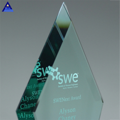 Trofeo de premio de vidrio de jade en blanco de diamante biselado de cristal transparente barato de varios tamaños