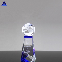 Trophée de planète en cristal gravé par globe pour les cadeaux de table d'affaires