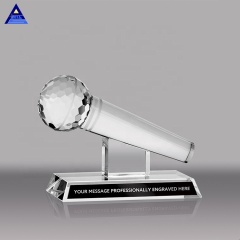 Trophée de cristal de verre de musique créative VIP Prix des chanteurs de microphone personnalisés