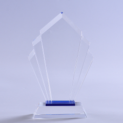 Premio del cristal del espacio en blanco del trofeo de la forma rómbica del servicio del OEM de la fábrica de China con la base