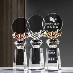 Premio de trofeo de cristal personalizado exquisito de alto grado de nuevo diseño 2021 para regalo de campeón