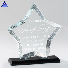 Trophée de récompenses d'étoile de base noire en cristal vierge pour les souvenirs promotionnels