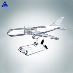 Premio cristalino del aeroplano del pisapapeles del claro 3D hecho a mano de encargo para el regalo de los recuerdos del negocio