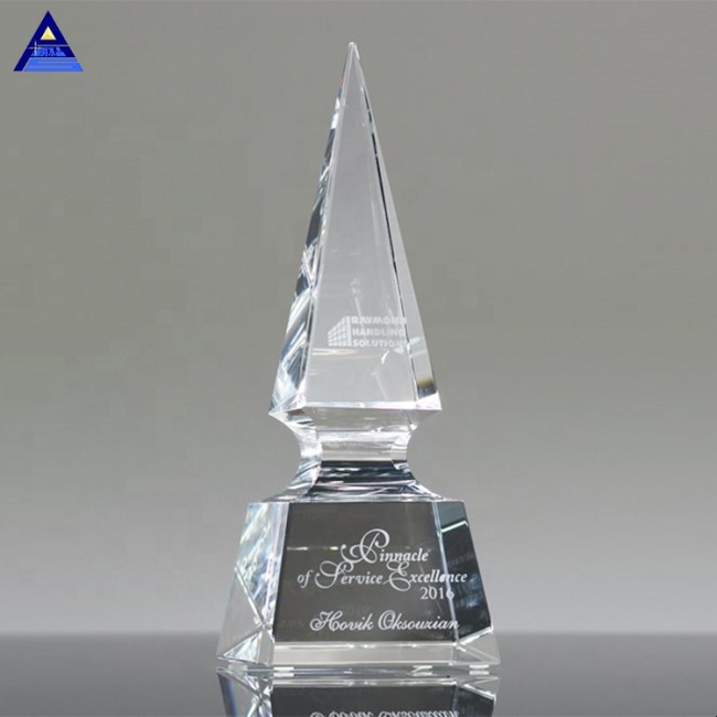 New Design Creative Customize Spear Obelisk Shape Crystal Trophy For Business Gift