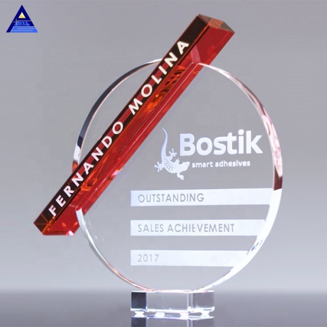 Hot Sale New Style Icon Award Red Crystal Trophy For Encouragement Awards