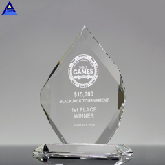 Оптовый пользовательский дизайн логотипа Flame Shape Craft Crystal Shield Award