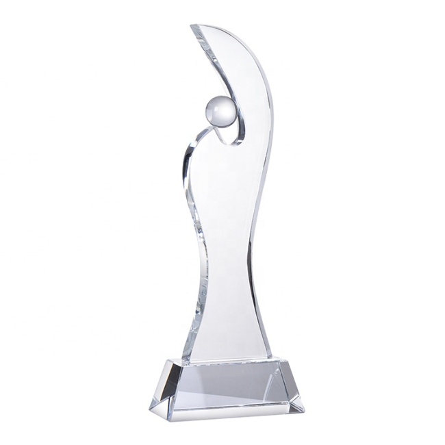 Trofeo de premio de cristal con placa de cristal en forma de llama en blanco personalizado de fábrica 2020