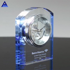 Cadeaux vides antiques d'horloge en cristal de gravure de laser de l'appréciation 3D pour le logo fait sur commande