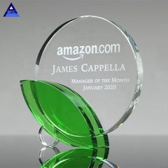 Trophées de coupe bon marché de promotion en gros trophées de plaques de récompense de feuille de cristal pour le cadeau d'anniversaire d'entreprise
