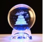 FS Crystal Venta caliente Grabado láser 3D Forma redonda transparente Crystal Craft Fotografía Bola de cristal con base de luz LED
