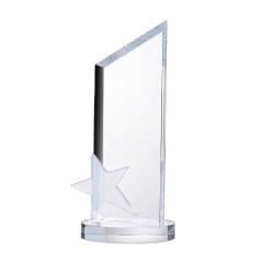Trofeo de los premios de la estrella de cristal en blanco de la fabricación de la venta caliente para los recuerdos promocionales