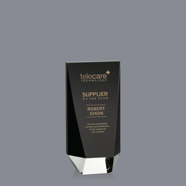 New Design Top Quality Black Crystal Glass Material Business Award K9 Crystal Trophy Plaque With Base