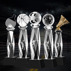 Premios de trofeo de baloncesto de cristal de venta caliente para el regalo del segundo tercer lugar del campeón deportivo