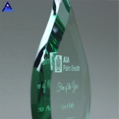 Conception de logo personnalisé en forme de flamme Jade Crystal Glass Shield Awards