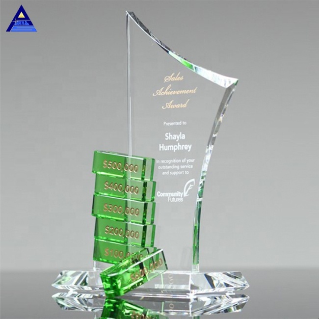 New Design Personalized Custom Employee Goal Achievement Crystal Trophy And Award