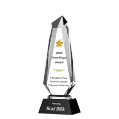 trophée en cristal d'obélisque de haute qualité récompense la gravure au laser vierge Ice Peak Crystal Glass Awards