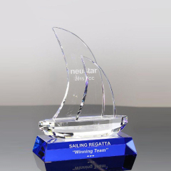 Trophée Coupe Verre Trophées Sport Award Block 3D Cube Blue Crystal Awards
