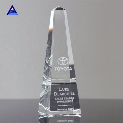 Trophée de récompense d'obélisque de cristal personnalisé en gros unique en tant que cadeaux de souvenirs islamiques