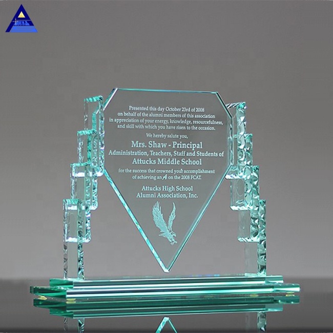 Clear 3D Laser Engraved Armor Recognition Etched Glass Award Crystal Glass Cube Souvenir