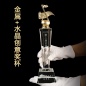 Customized Engraved Logo Sports Customized Champion Second Third Place Award Golf Crystal Trophy
