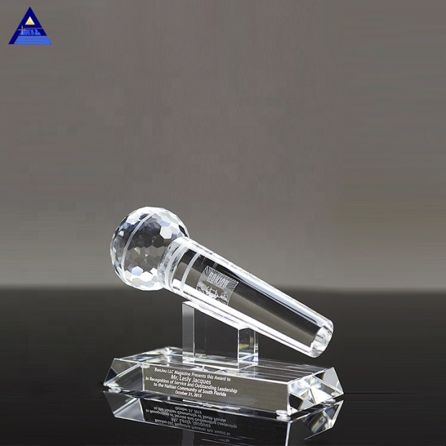High Quality Crystal Microphone Awards Trophy For VIP Music Singing Competition