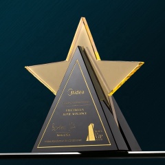 récompenses en cristal personnalisées trophée vitré prix de la société en forme d'étoile