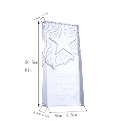 Premio de trofeo de cristal de torre de estrella de cristal biselado artesanal de cristal de recuerdo grabado personalizado K9