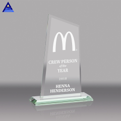 Trofeo de cristal de color claro de logro de palabras personalizadas para premios y regalos corporativos