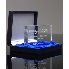 Gravure au laser personnalisée Trophée de cristal de verre Rectangle K9 le plus récent