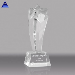 Placa y trofeos de premios de estrella de cristal en blanco personalizados al por mayor para regalo de recuerdo