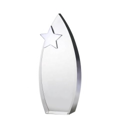 Prix ​​​​de cristal de flamme en gros artisanat trophée blanc plaque de cristal d'étoile de verre