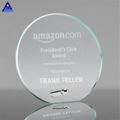 Récompenses d'accomplissement de trophée de cristal de verre de cercle gravé par laser de vente chaude pour le souvenir