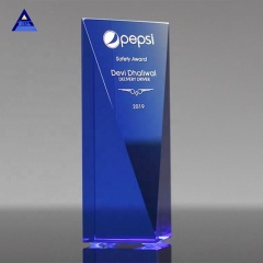 Nouvelle récompense de trophée de cristal d'obélisque bleu d'arrivée pour le trophée de cadeaux d'affaires