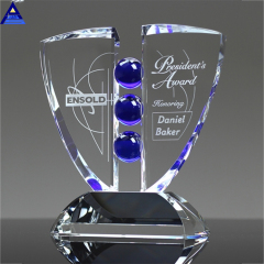 Nouveau cadeau d'entreprise bon marché promotionnel avec trophée en cristal de verre imprimé par logo personnalisé