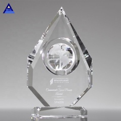 Récompenses mondiales personnalisées en verre de cristal gravé pour le succès des employés Souvenirs