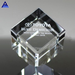 Transparent bedrucktes Logo K9 3D Laser Carving Glass Crystal Cube Briefbeschwerer