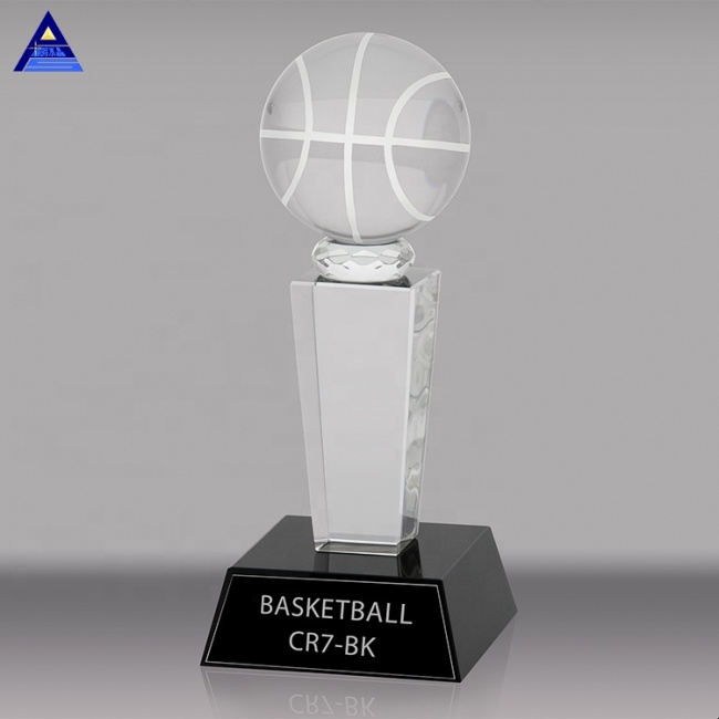 Prix ​​​​de trophée de cristal de vente chaude de Pujiang Prix de basket-ball sportif de conception de qualité supérieure