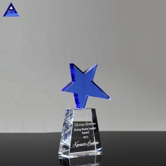 Wholesale Customized Creative Blue Meteor Crystal Trophy With Star