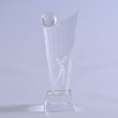 Diseños personalizados únicos de trofeos de golf de cristal para premios de torneos de golf