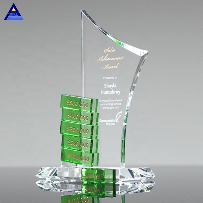 New Design Personalized Custom Employee Goal Achievement Crystal Trophy And Award