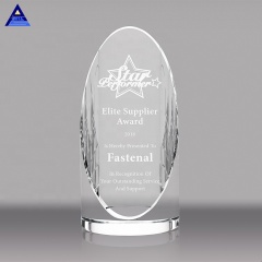 Trofeo de cristal ovalado en blanco grabado en 3D de calidad personalizada/premio/pilar circular/cristal de trofeo