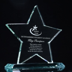 Trofeo de cristal K9 artesanal de recuerdo personalizado, trofeos de cristal de estrella grabados