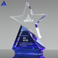 2020 Новый дизайн Blue Base Blank Custom Azure Crystal Star Award