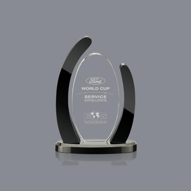 Custom Quality 3D Engrave Printed Unique Cube Trophy Bevel Black Crystal Award Plaques