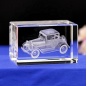 Modèle de voiture en cristal de bloc de cube en verre de petite voiture privée antique gravée au laser 3D