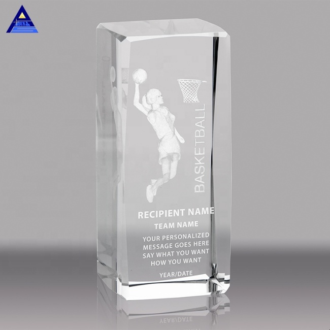Wholesale Customized 3D Laser Engraving Crystal Sport Gym Souvenir Trophy for Business Gift
