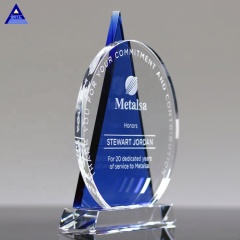 K9 Shields, placa de premio de icono de cristal grabado redondo, trofeo de premio de cristal azul para regalos de recuerdo
