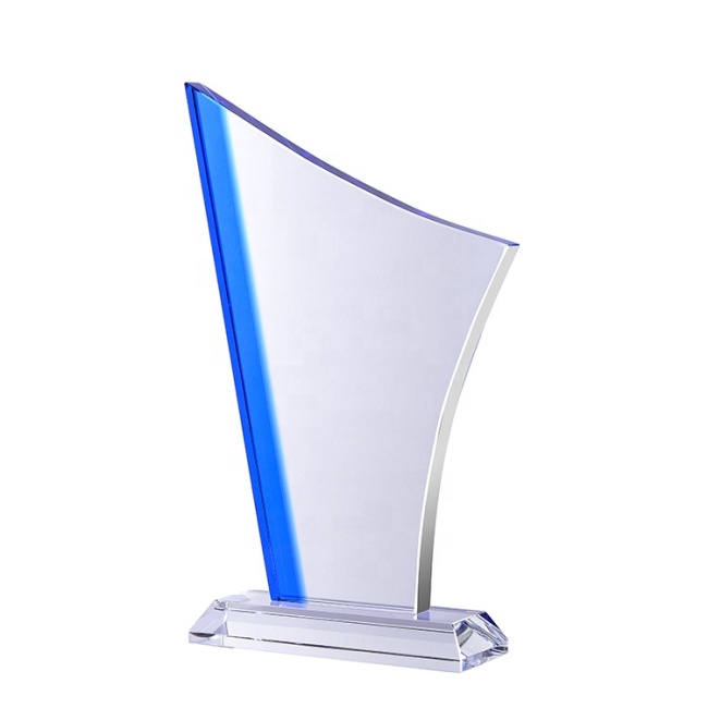 Custom Logo Color Sublimation Clear Blank Crystal Trophy Award Souvenir With Base